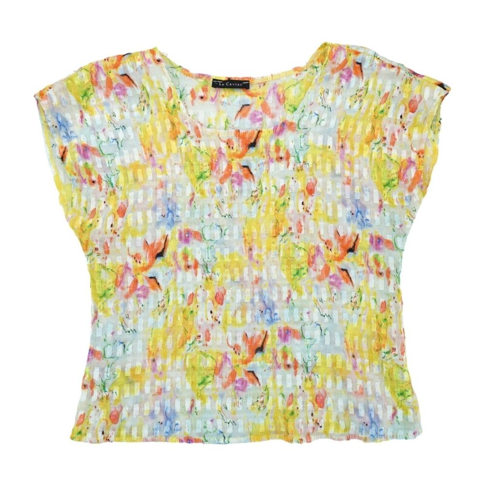 Le Caviar Women Blouse Multicolor Short Sleeve‎ Size M